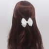 2Pcs Off White 2.7” Pigtail Hair Bows small Hair Clips Baptism Bow Christening Bow(L-off white hair clips with cross)