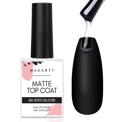 Makartt Matte Gel Top Coat, 10ml Soak Off Matte Top Coat Nail Polish for Nail Art, Long Lasting No Wipe Top Coat Gel Nail Polish