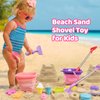 FUNWEGOT Beach Sand Toys Set Includes Collapsible Buckets 2 Big Size Sand Shovels, Rake, Animal Sand Molds Toys with Mesh Bag Silicone Pail, Sandbox Kit for Kids Age 3+ (19 PCS)