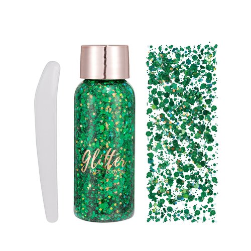 MAEPEOR Chunky Face Body Glitter Gel 19 Colors Mermaid Sequins Holographic Body Glitter Gel Long-Lasting Festival Makeup Glitter Paint for Face Body Hair Nails (30g, 109 Christmas Green)