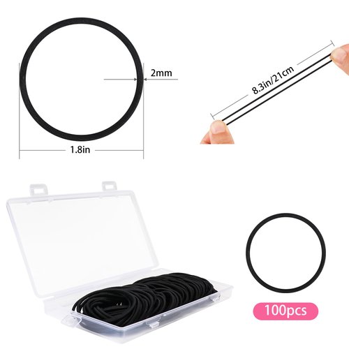Tuefuzy Hair Ties, 100 PCS Ponytail Holders, Black Hair Elastics for Thick Hair, Black Hair Bands for Women, Damage-Free Rubber Bands for Hair, Hair Styling Accessories (2 mm)
