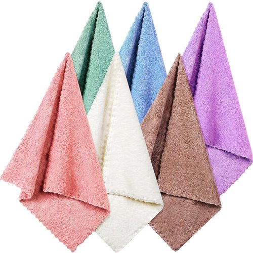 Satinior 6 Pieces Face Wash Cloth 12 x 12 in Makeup Remover Cloths Towel Coral Velvet Facial Microfiber Cloths Soft Fast Drying Facial Cleansing Towel for Face