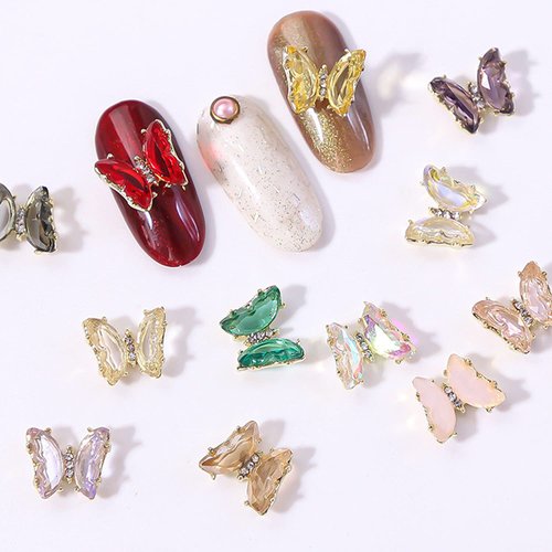 WOKOTO 24pcs Zircon Butterflies 3D Nail Charms For Nail Art 3D Luxury Alloy Nail Art Accessories Charms For Nails Nail Butterflies For Acrylic Nails 3d Butterfly Nail Art Crystals Rhinestones Gems