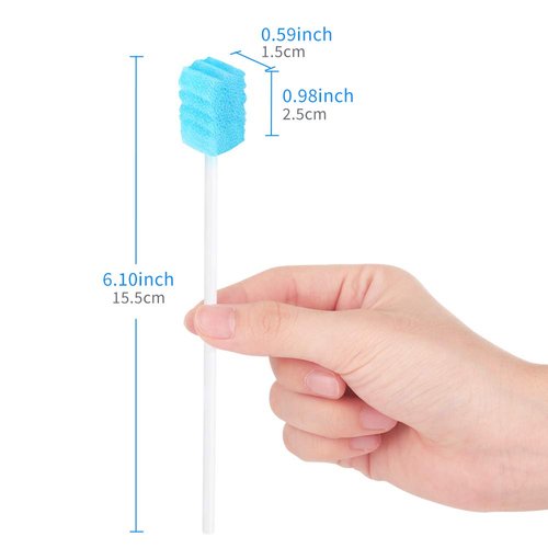 (50 Pack) Disposable Mouth Swabs Sponge - Unflavored & Sterile Oral Swabs Dental Swabsticks for Mouth Cleaning(Contains Tooth Powder)