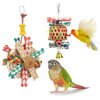 Hypeety Bird Foraging Toys Natural Seagrass Woven Basket Parrot Foraging Chewing Toys with Bell Parakeet Hanging Toys for Cockatiel Sun Parakeet Budgie Lovebirds (2pcs Bite Cake + Woven Basket)
