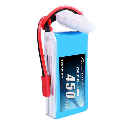 Gens ace 11.1V 450mAh 3S 25C LiPo Battery Pack with JST Plug for Blade Torrent 110 Baby Hawk Micro 2 E-Flite Blade 180 CFX Micro FPV Racing Drone Quadcopter RC Car Heli Airplane Boat Truck