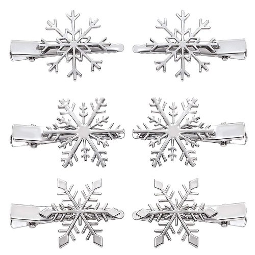 NVENF 6PCS Christmas Hair Clips for Women Holiday Rhinestone Snowflake Hair Clip Christmas Hair Accessories Festive Party Gifts (6PCS Snowflake A)