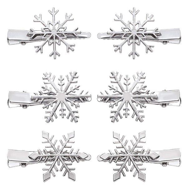 NVENF 6PCS Christmas Hair Clips for Women Holiday Rhinestone Snowflake Hair Clip Christmas Hair Accessories Festive Party Gifts (6PCS Snowflake A)