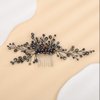 Teyglen Bridal Black Crystal Hair Comb Gothic Black Rhinestone Wedding Hair Side Comb Headband Handmade Hair Pieces Headpieces Hair Jewelry for Women Girl Party Prom
