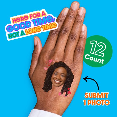 Big Dot of Happiness Custom Photo Pink and Red Hearts - Bachelorette Party Favors - Fun Face Temporary Tattoos - Set of 12