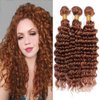 Brown Deep Curly Bundles Human Hair Color #30 Light Brown Deep Curly Bundles 18 20 22 Inch Double Weft Brazilian Virgin Hair Extensions Soft and Shiny Wet and Wavy 3 Bundles For Black Women
