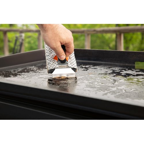 Q-Swiper Griddle Cleaner Kit. Ideal Blackstone Griddle Accessories Cleaner Kit. Flat Top Griddle Cleaning Tool, Built-in Scraper and Wipes & Cloths. Cleans Griddle Hot or Cold + Exterior Cloth.