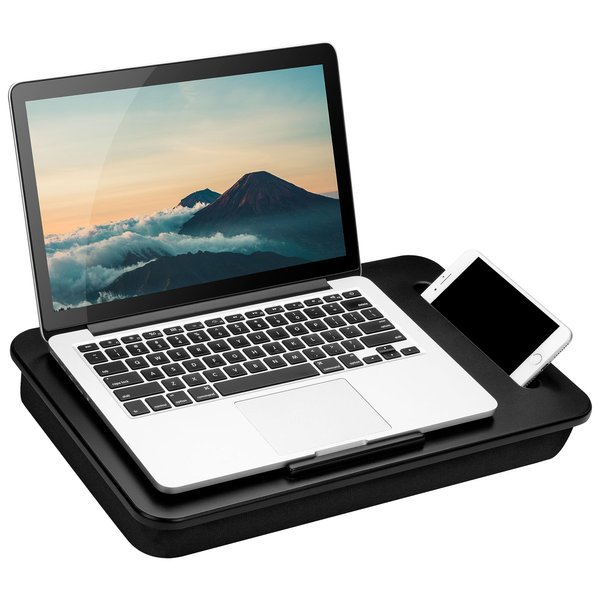 LAPGEAR Sidekick Lap Desk with Device Ledge and Phone Holder - Black - Fits up to 15.6 Inch Laptops - Style No. 44218