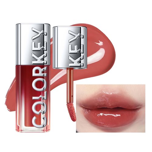 COLORKEY 3D Plump Oil Lip Gloss, High-shine Finish, Lip Tint, Moisturizing, Non-Sticky, Clear and Natural, Glassy Shine (G02 Morning Coffee, 3ml)