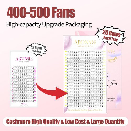 ABONNIE Premade Fans Eyelash Extensions, 400 Fans 5D 10mm Promades Eyelash Fans,0.07 Thickness C Curl Premade Lash Fans, Handmade Premade Fans Volume Lash Extensions (Short Stem 5D 0.07-C 10mm)