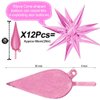 50 Pcs Pink Foil Cone Star Balloons Big 26 inch Pearl Pink Explosion Star Mylar Balloons 12 Point 3D Starburst Star Balloons for Party Supplies Christmas Birthday Wedding Decorations Party Supplies