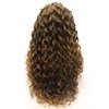 Lushy Long Curly Brown Blonde Ombre Wig Full Density Half Hand Tied Heat Friendly Synthetic Lace Front Wig