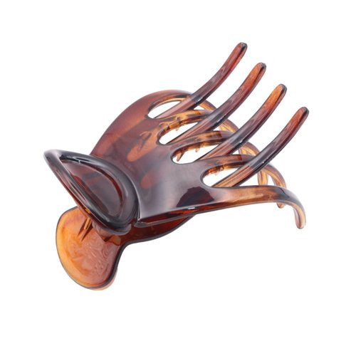 Parcelona French Basic Curved Paw Medium 3 1/4” Celluloid Acetate Side Slide In Jaw Yoga Hair Claw Wide Beak Hair Clip for Women and Girls Durable Stylish Hair Accessories, Made in France (Tortoise