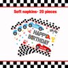 80pcs Race Car 2nd Birthday Party Plates, Two Fast Black and White Checkered Flag Plates Napkins Forks Tableware Kit for Baby Boys Racing Car Theme 2nd Birthday Party Supplies Decorations Favors