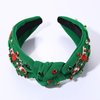 Christmas Headband for Women Red Green Rhinestone Crystal Jeweled Knotted Christmas Headband Accessories Winter Christmas Holiday Party Favors Gifts (Christmas Knot Headband H)