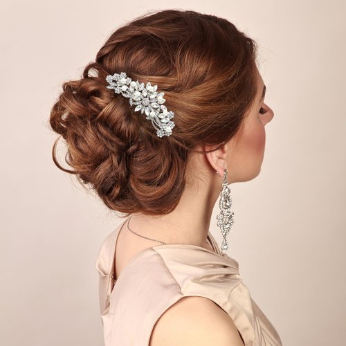Ammei Headpiece Silver Wedding Hair Comb With Pearls and Crystals Wedding Hair Accessories Bridal Headpiece Or For Parties