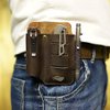 VIPERADE PJ15 Multitool Sheath for Belt, EDC Leather Sheath, Leather Flashlight Holster, EDC Belt Organizer, Leather EDC Pocket Organizer with Key Holder, Flashlight Sheath