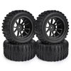 Hosim 55 * 115 mm RC Tires, All Terrain Soft Tire Mounted on 12mm Hex Wheels (Set of 4) for 1/10 RC Cars (Black Wheel hub)
