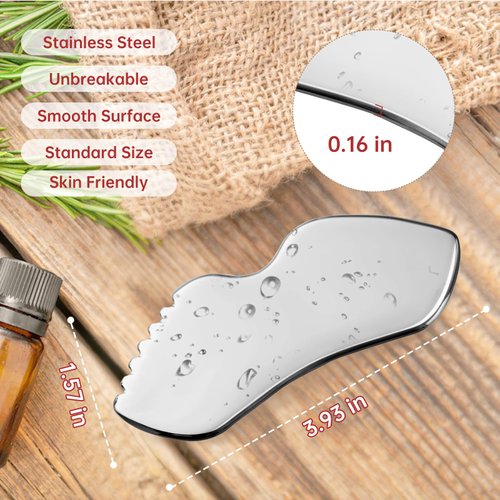 FSwsawX Stainless Steel Gua Sha Facial Tools, Face Comb & Massager Metal Gua sha Tool for Blood Circulation & Lymphatic Drainage, Body and Face Gua Sha Stone for Tighten Skin