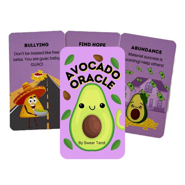 Swear Tarot Avocado Oracle Cards, 44 Cards with Cute Characters and Funny Guidance, Premium Cardstock, Made in USA