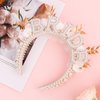 Pearl Bride Headband Bachelorette Party Decorations Bride Bride To Be Headband Bride Headband Wide Pearl Headband for Bachelorette Party, White Artificial Flower Headband for Bridal Shower Gift