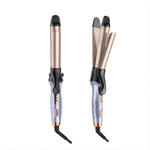 GREEN BREATH Travel Hair Straightener, 2-in-1 Curling Iron, 32mm, 1.25 inch, Ceramic Ion Hair Straightener with Adjustable Temps,Temperature Digital Display, Dual Voltage and Automatic Off