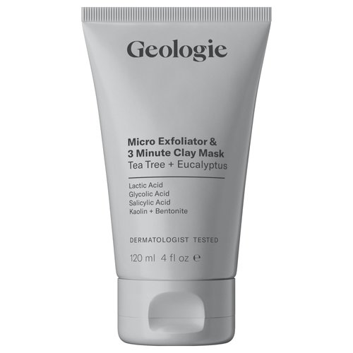 Geologie Micro Exfoliator & Clay Mask | 3-in-1 Deep Cleansing Face Wash, Pore Refining Mask & Skin Exfoliant | Tea Tree & Eucalyptus Scent For Men & Women | 4 fl oz