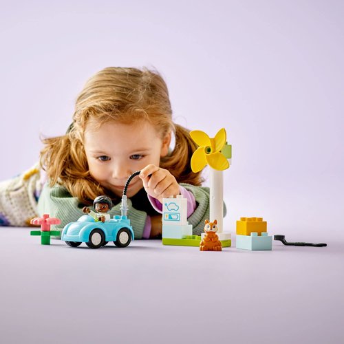 LEGO DUPLO Town Wind Turbine and Electric Car 10985 Early Development Building Toy, Includes Charging Station for Pretend Play, Great Gift for Toddler Boys and Girls Ages 2 Years Old and Up