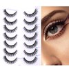 ILLPTA Fluffy Wispy Volume False Eyelashes Strip 3D, Natural Look Thick Waterproof Cat Eye Lashes, 16MM Faux Mink Demi Curly Cateye Fake Eyelashes (5D-04)