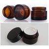 6PCS 5ml Amber Glass Jar Empty Refillable Cosmetic Face Cream Lip Balm Storage Jars Bottle Container Pot with Liners and Screw Black Lid for Make up Essential Oils Lotion