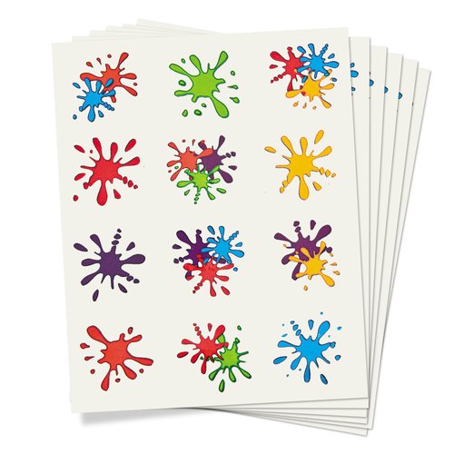 Artist Party Paint Splatter Temporary Tattoo Sheets, 6 Dozen