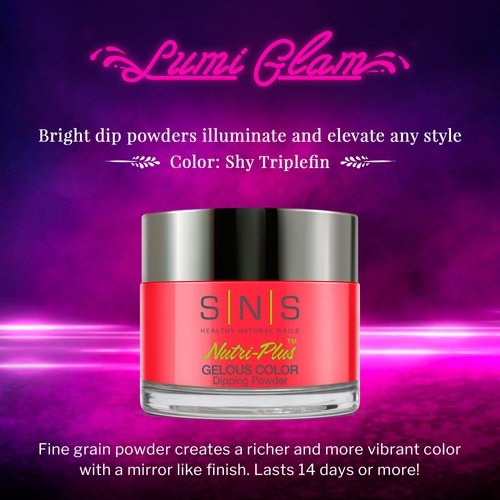 SNS Nail Dip Powder, Gelous Color Dipping Powder - Shy Triplefin (Pink, Red, Orange/Coral, Glow) - Long-Lasting Dip Powder Nail Color Lasts 14 Days - Low-Odor & No UV Lamp Required - 1 oz