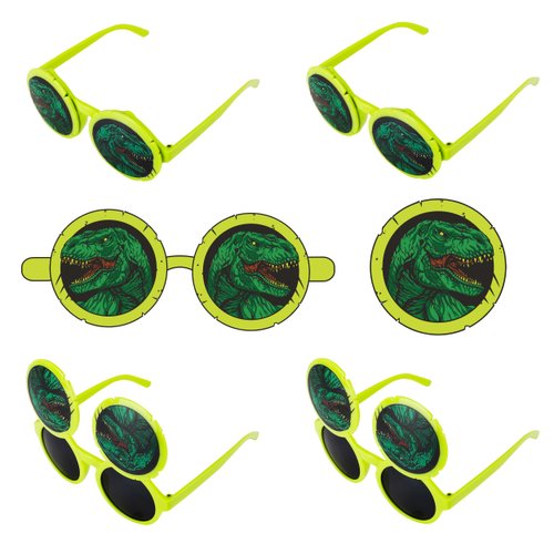 Cleverplay 6 Pairs Dinosaur Sunglasses for Kids,Dinosaur Party Favors,Party Decorations