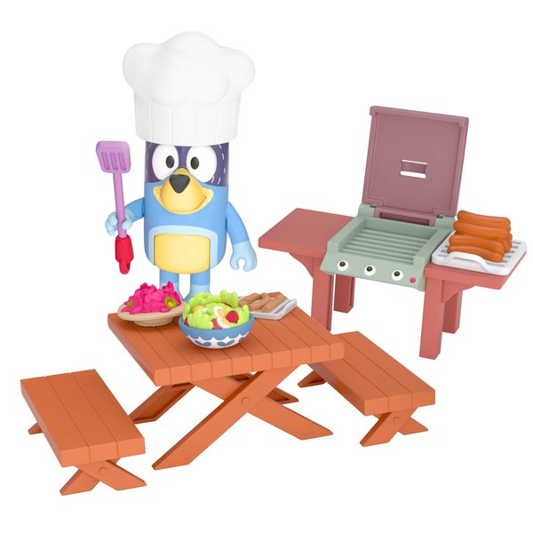 Bluey Dad Backyard BBQ - Bandit 2.5" Figure with Backyard Playset, Multicolor, 13030