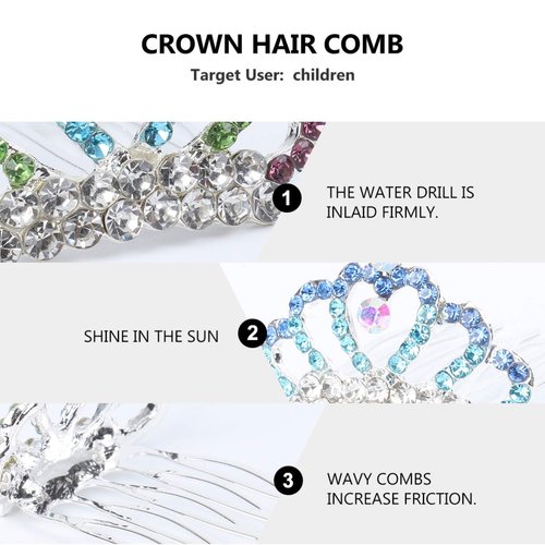 Minkissy 4Pcs Princess Crown Comb Mini Tiara Hair Comb Shiny Rhinestone Tiara for Girls Hair Dectoration