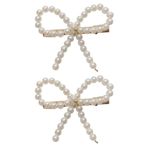 Pearl Hair Bow Hair Clip for Women Girls Bow Hair Clip Pearl Barrette Bowknot Hair Clips Hair Pin Headwear TSFJ73 (2pcs Pearl Bow)