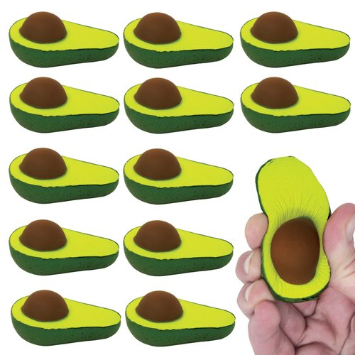 12 Avocado Stress Balls - Avocado Party Favors - Avocado Squeeze Toys - Avocado Novelty Squishies Mochi Squishy Ball - Birthday Fiesta Party Favors - Cinco De Mayo Taco Tuesday Mexican Party Supplies