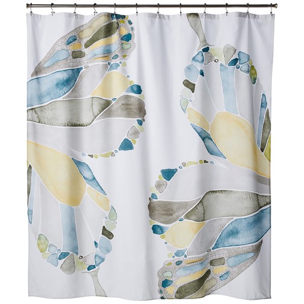 Shell Rummel Shower Curtain, Butterfly Collection, 70" x 72", Yellow