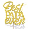 Gold Glitter Best Papa Ever Cake Topper, Happy Birthday Dad Cake Decoration for Father's Birthday, Happy Father's Day Party Supplies