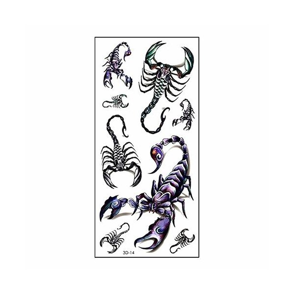 3D Scorpion Temporary Tattoos Temporary Tattoos Stickers Fashionable Fake Tattoos Removable Waterproof Body Art Tattoo Stickers for Men Women Teens Girls Boys (Scorpion)