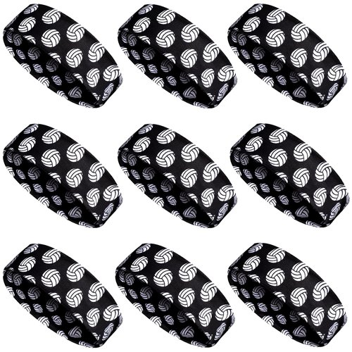 WILLBOND 9 Pieces Volleyball Headbands for Women Adjustable Elastic Headbands Non Slip for Adults Volleyball Gym Exercises Hair Accessories