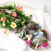 KorViSHOW Hawaiian Flower Crown Headband - 3 Pcs Hawaiian Plumeria Flower Hair Clips Pink Tropical Floral Headpiece Luau Accessories for Women Girls Beach Pool Party Decorations Favors Supplies