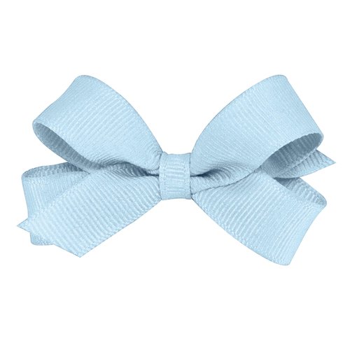 Wee Ones Girls' Classic Grosgrain Hair Bow with Plain Wrap Center on a WeeStay Hair Clip, Handmade, Tiny Sized Bow, Millennium Blue
