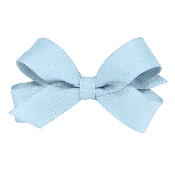 Wee Ones Girls' Classic Grosgrain Hair Bow with Plain Wrap Center on a WeeStay Hair Clip, Handmade, Tiny Sized Bow, Millennium Blue