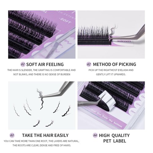 ANNAFRIS Eyelash Extensions Individual Lashes Wool Curl Eyelashes Classic Eyelash Extension Professional (0.07 9-13mm)